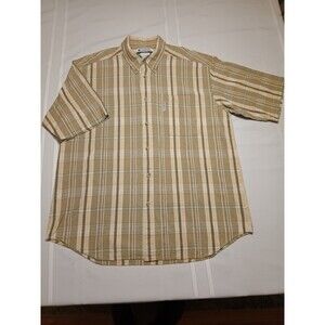 Columbia Mens Shirt Size L Button Down Brown Plaid Long Sleeve Dress Casual Work